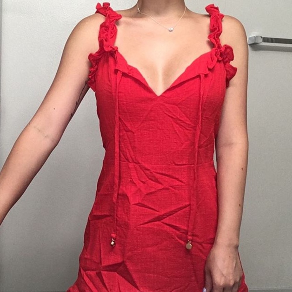 Red ruffle dress
